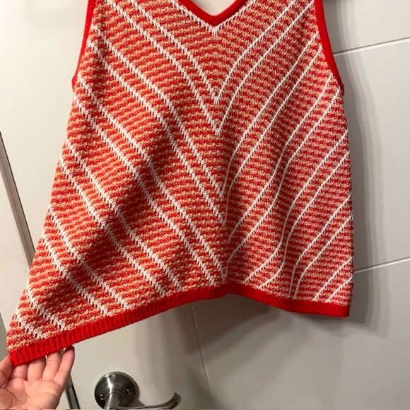 Wrangler Retro Chevron Knit Tank Top Red V-Neck Medium - Picture 10 of 16